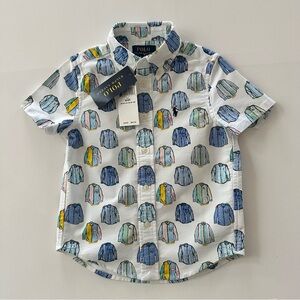 Polo Ralph Lauren 4T Toddler Boy White Short-Sleeve Button-Down Printed Shirt